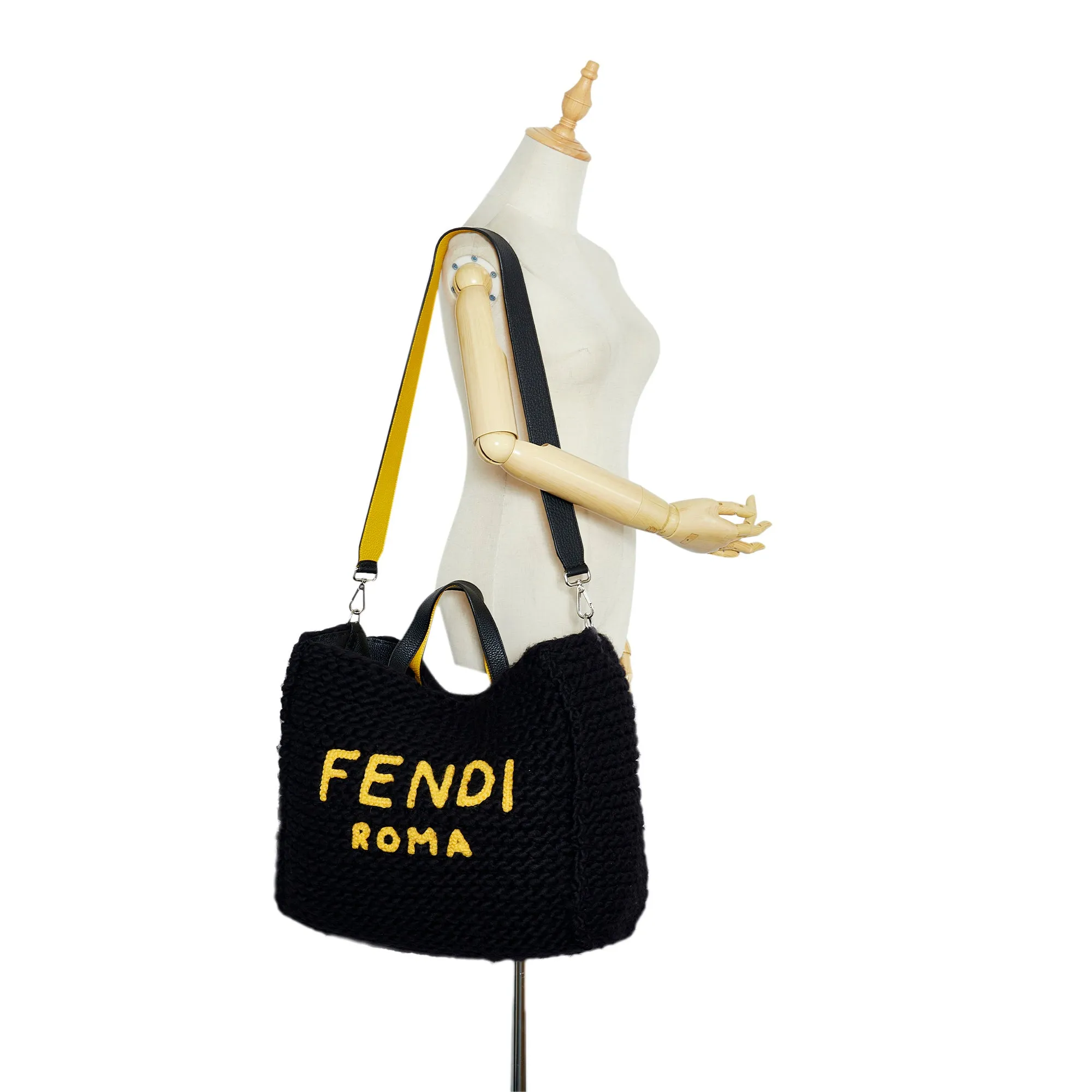 Fendi Tote Bag Black Wool