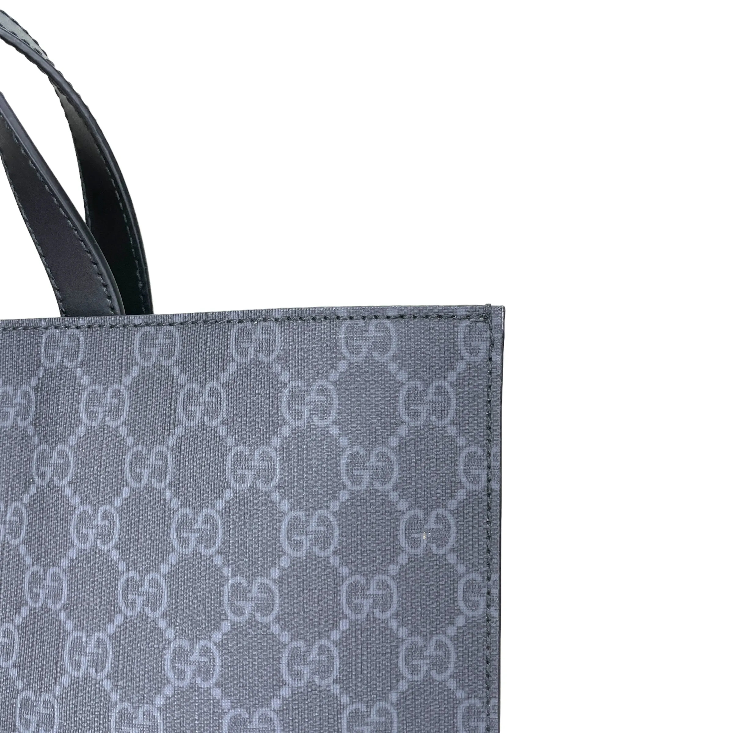 GG Supreme Tote Bag Black Tote Bag in Monogram Coated Canvas, Silver hardware