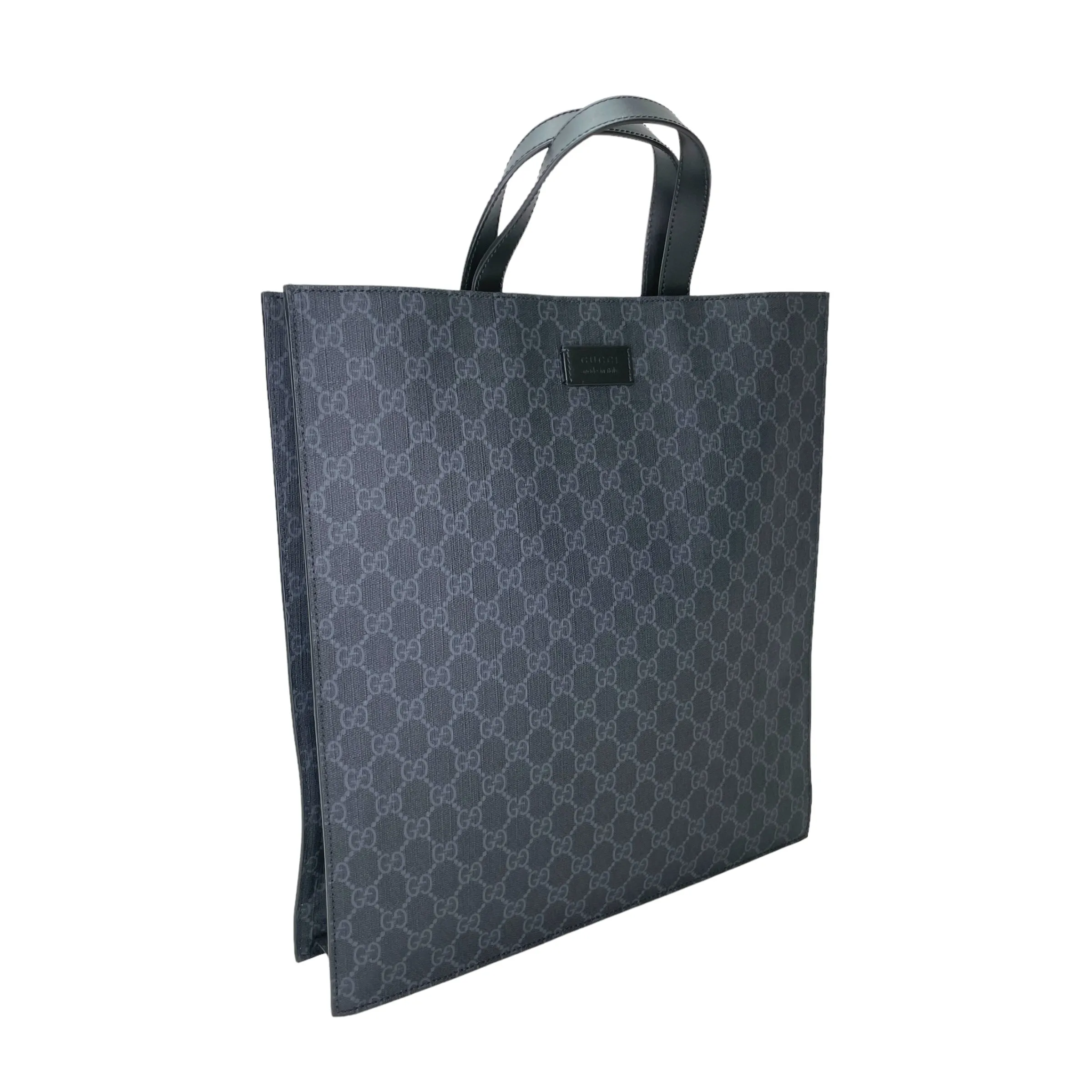 GG Supreme Tote Bag Black Tote Bag in Monogram Coated Canvas, Silver hardware