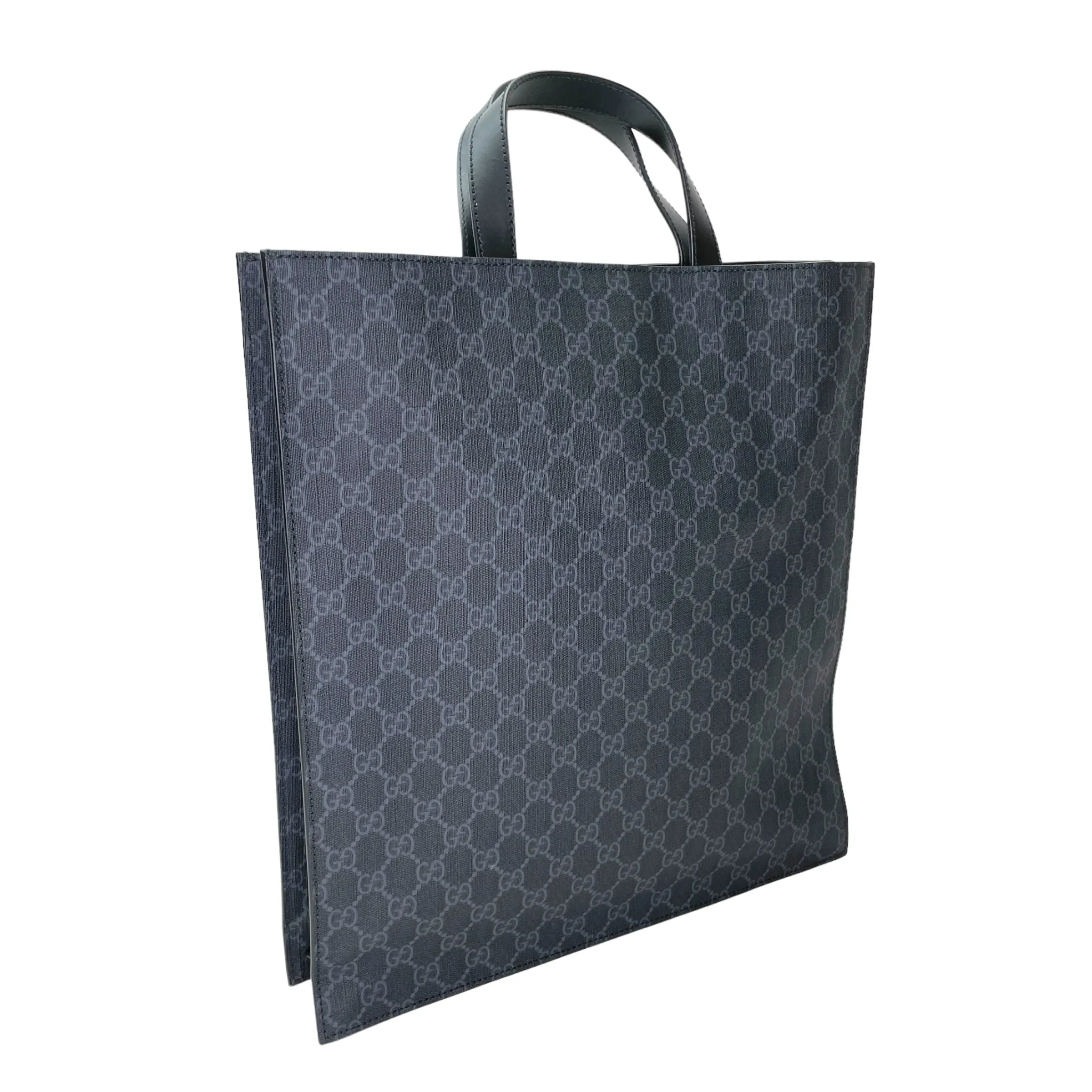 GG Supreme Tote Bag Black Tote Bag in Monogram Coated Canvas, Silver hardware