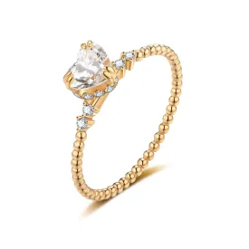 GIA Certified Heart Diamond Beaded Ring