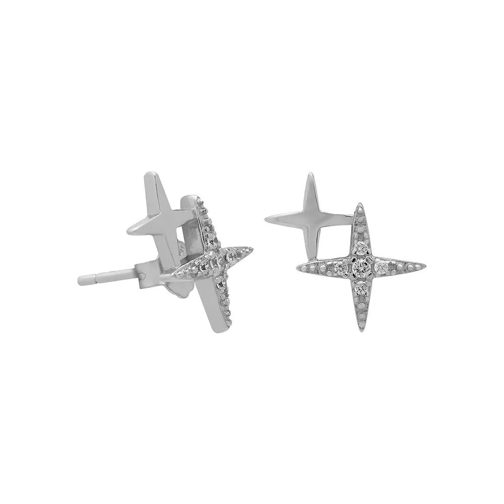 Gold or Silver Double Star Studs