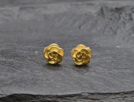 Gold Rose Studs - Everyday Earrings - Small Flower Earrings