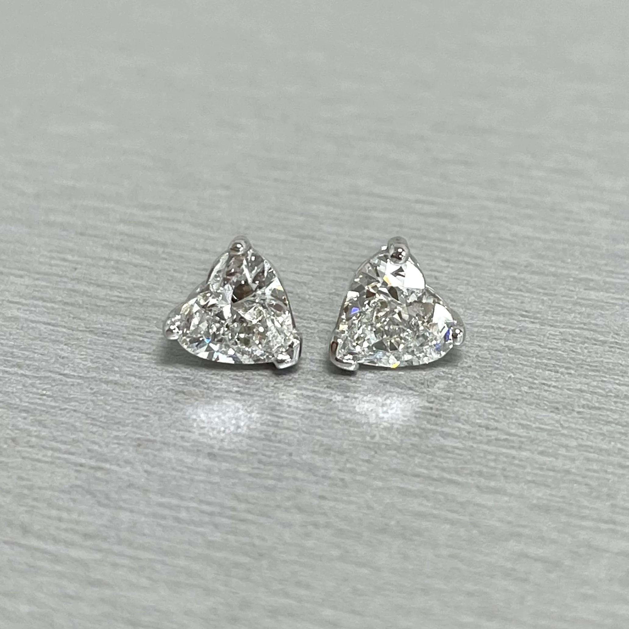 Heart Shape Solitaire Diamond Studs (2.00 ct HS GSI1 GIA Diamonds) in White Gold