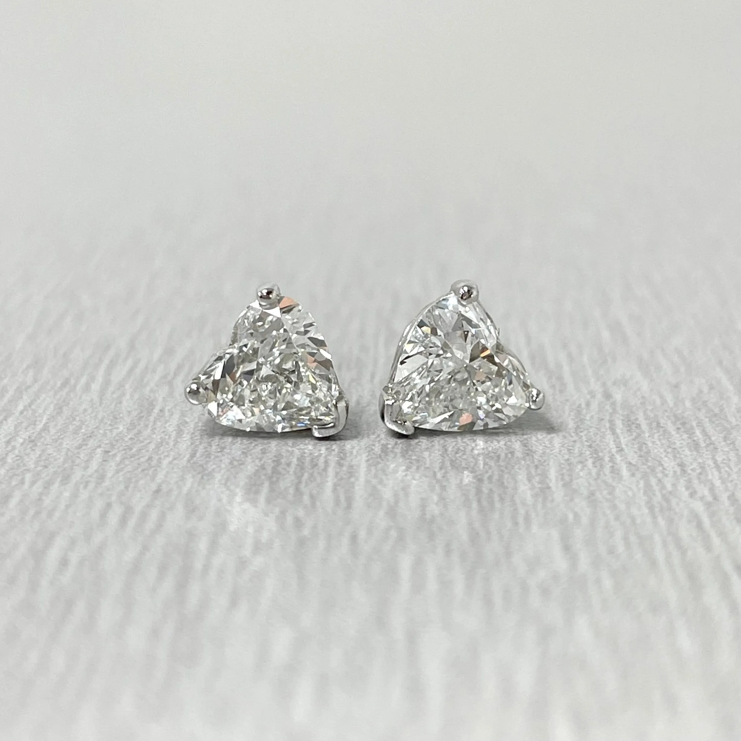 Heart Shape Solitaire Diamond Studs (2.00 ct HS GSI1 GIA Diamonds) in White Gold