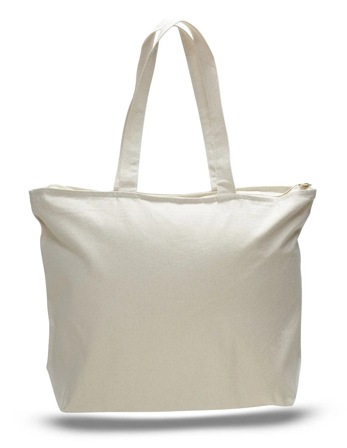 Heavy Canvas Zipper Tote Bag with Inside Zippered Pocket - TG261