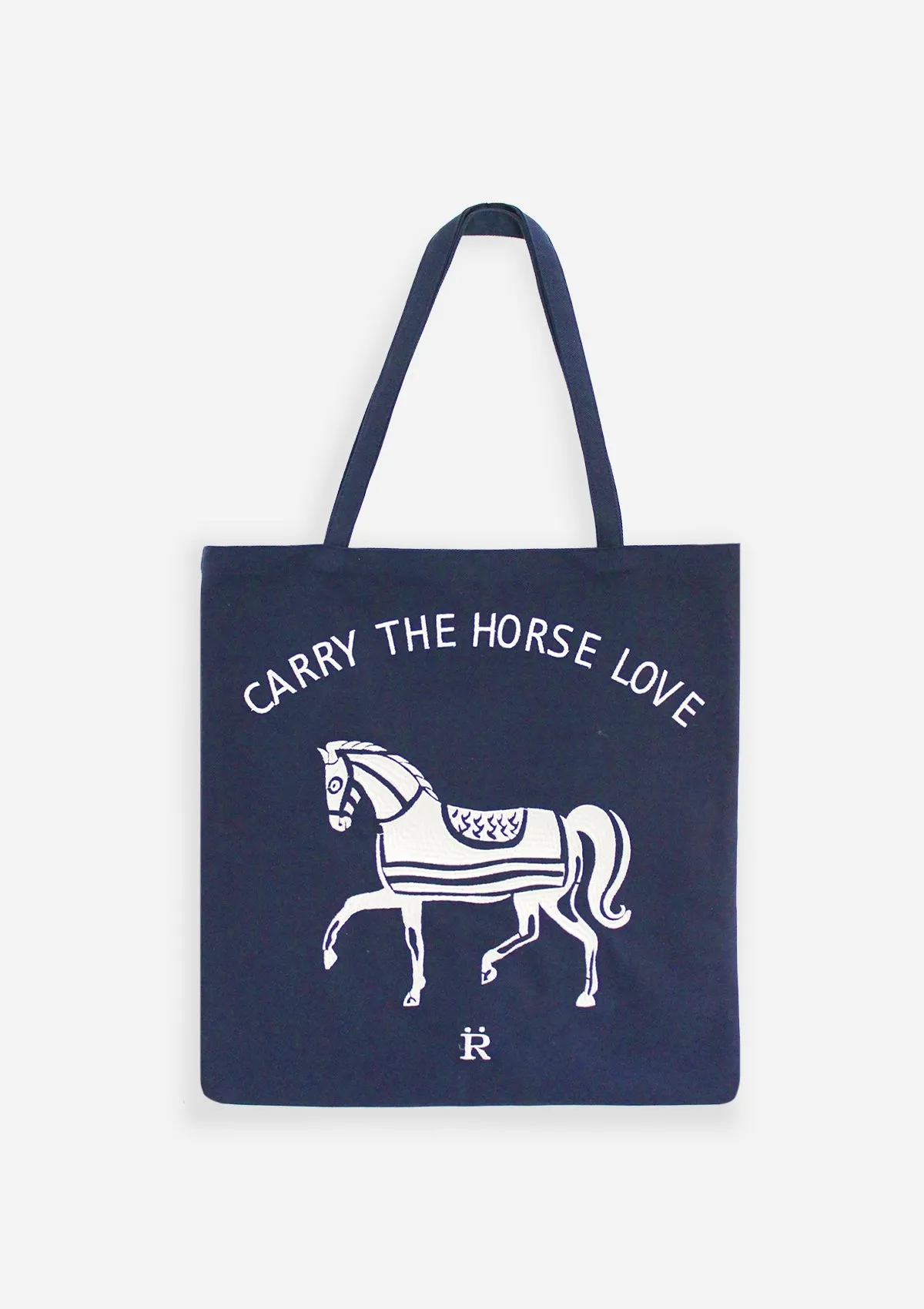 Horse Love Cotton Tote |  Carry The Love Horse | Navy