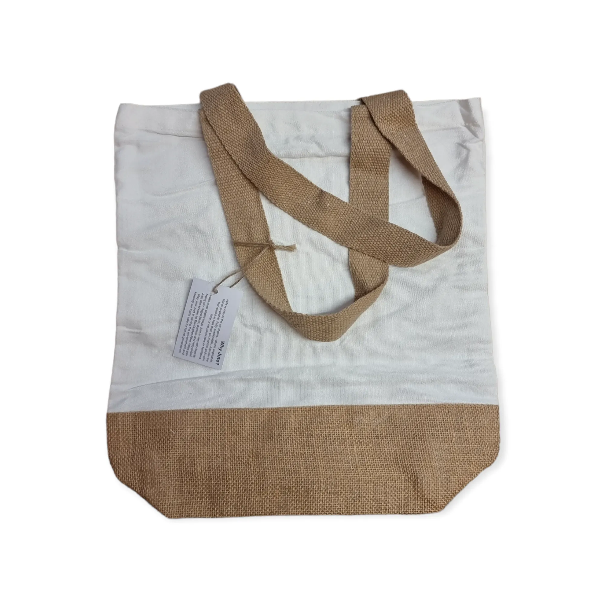 Jute & Polyester Tote Bag - 38 x 41 x 13 cm