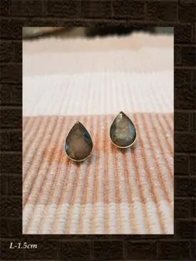 Labrodorite flat cut sterling silver studs