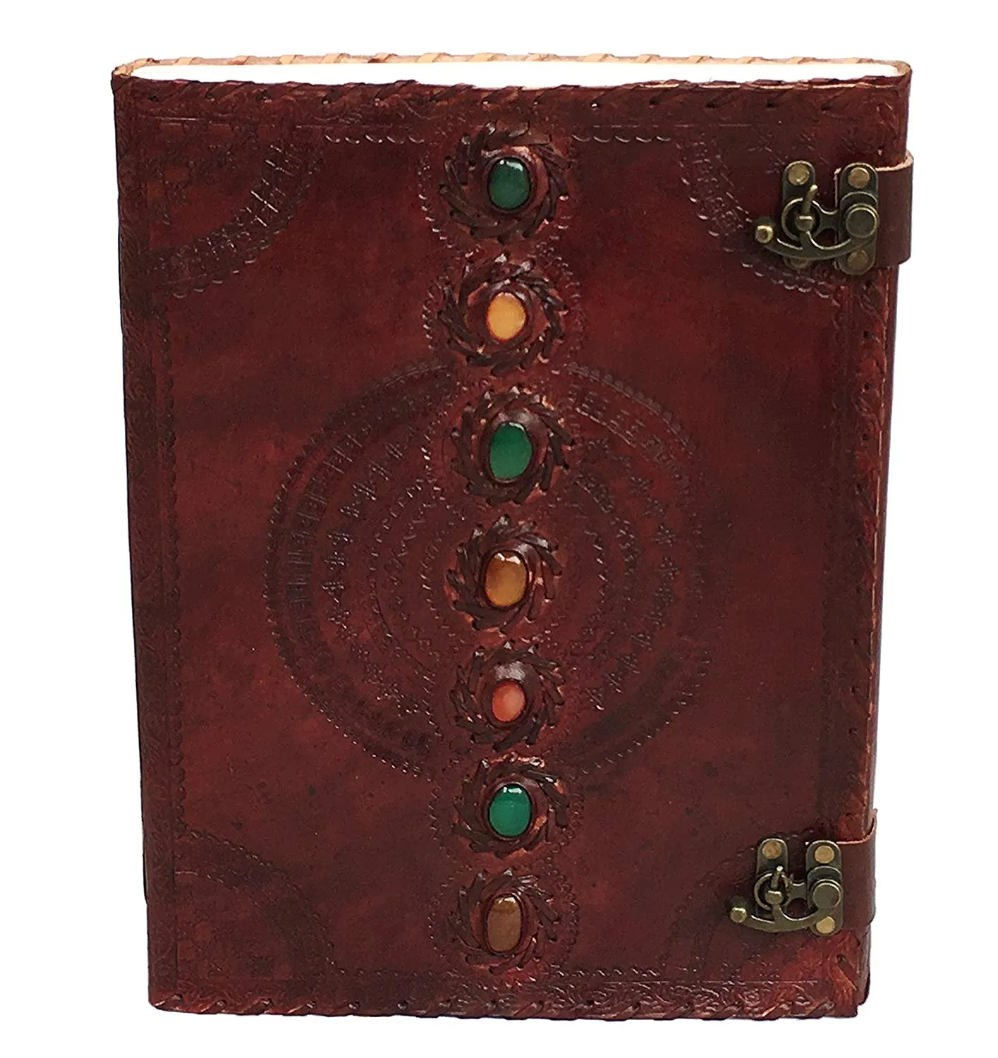 Leather Journal Seven Chakra Medieval  Stone Embossed