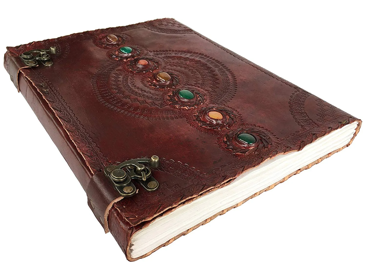 Leather Journal Seven Chakra Medieval  Stone Embossed