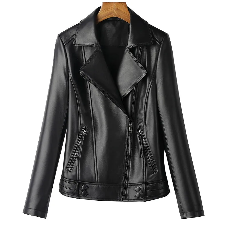 Long Sleeve Genuine Sheepskin Leather Jacket