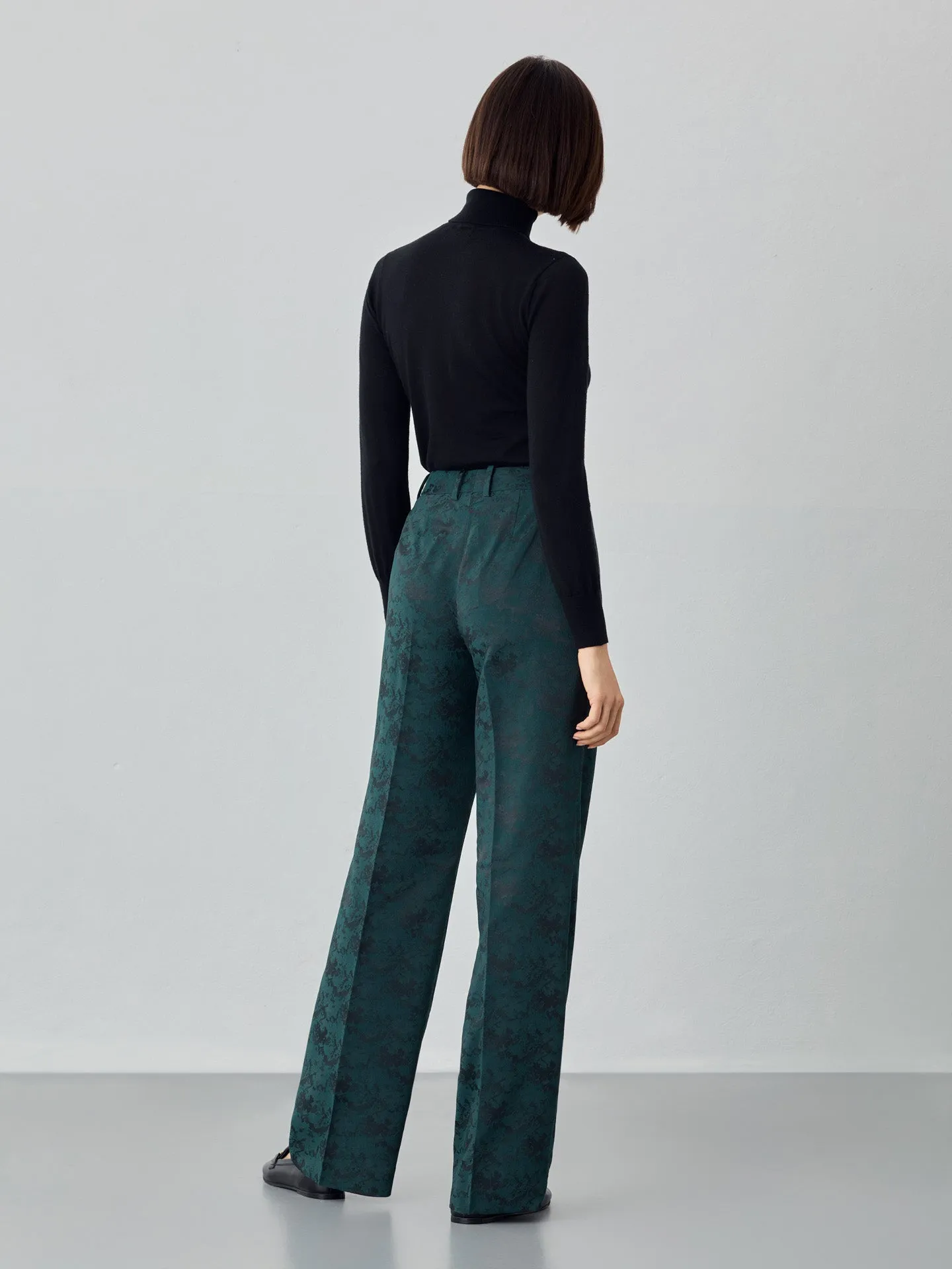 Loose Fit Trousers In Jacquard Fabric