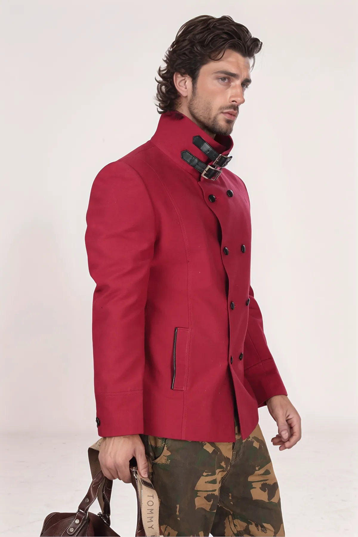 Maroon Jersy High Collar Blazer