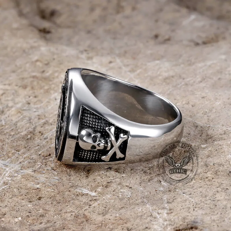 Mason Symbol Stainless Steel Skull Ring