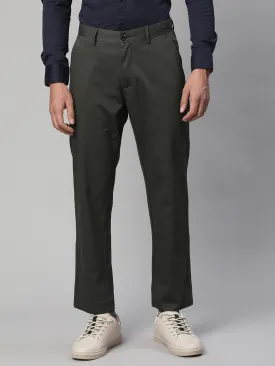 Men Olive Green Semi Formal Trouser