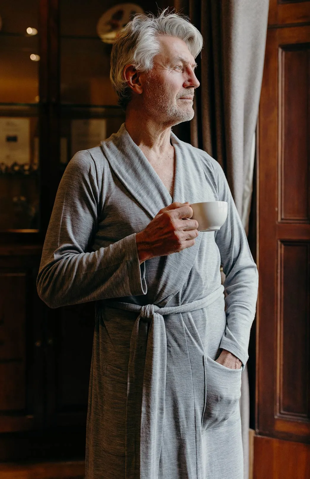 Men's Merino Wool RIB Dressing Gown