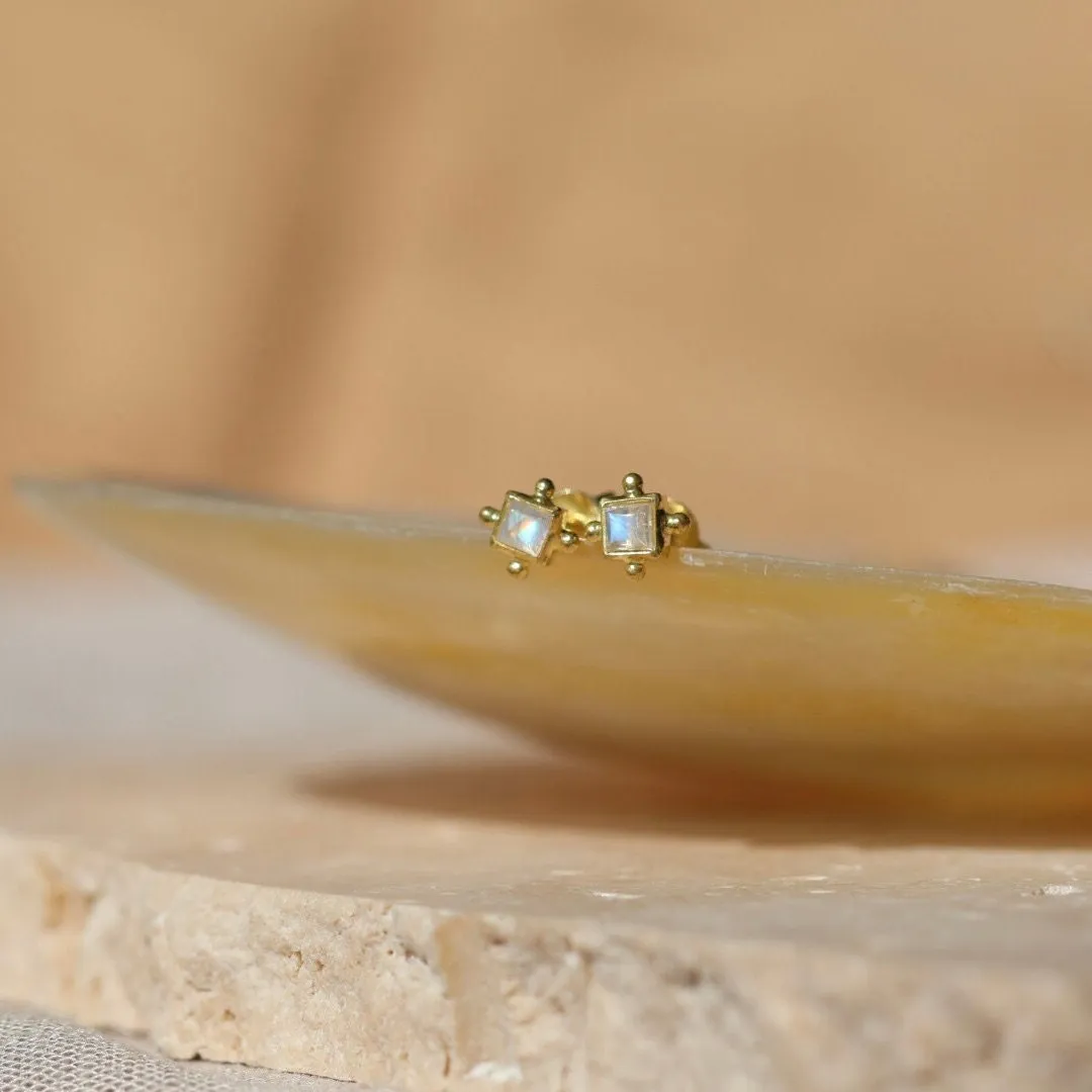 Mini Gia 14K Vermeil Moonstone Earrings