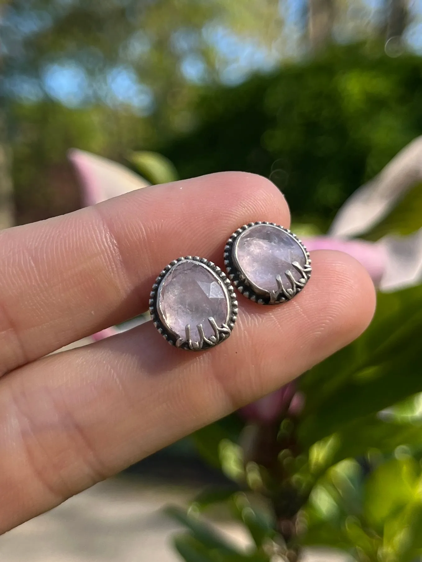 Morganite Statement Studs