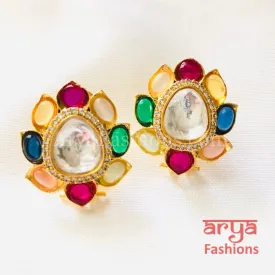 Navratan Kundan Studs with Colored Studs