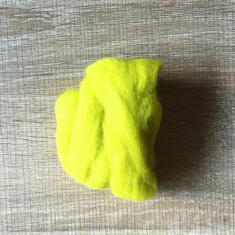 Needle felted wool felting yellow green wool Roving for felting supplies short fabric easy felt