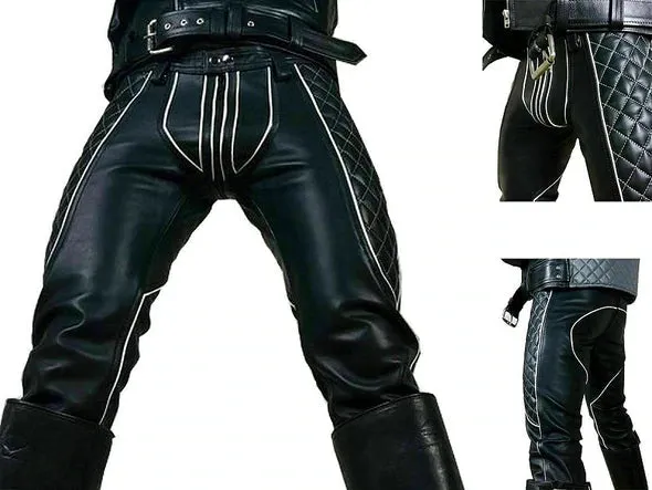 New Style Side Padded Men's Leather Pant