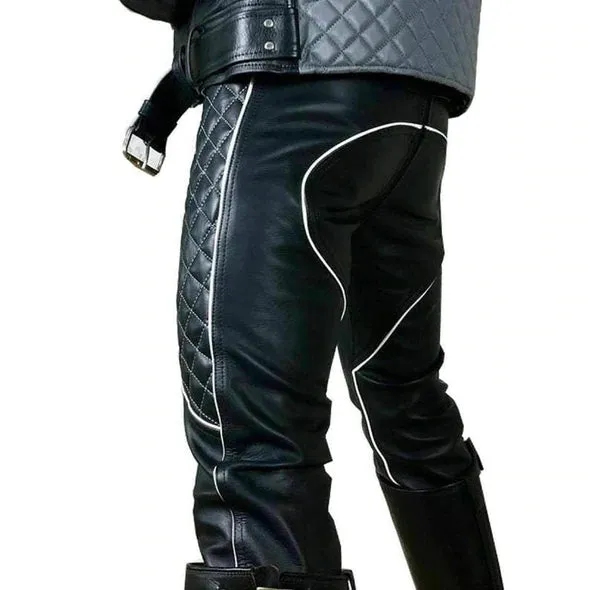 New Style Side Padded Men's Leather Pant