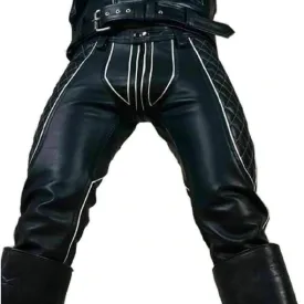 New Style Side Padded Men's Leather Pant