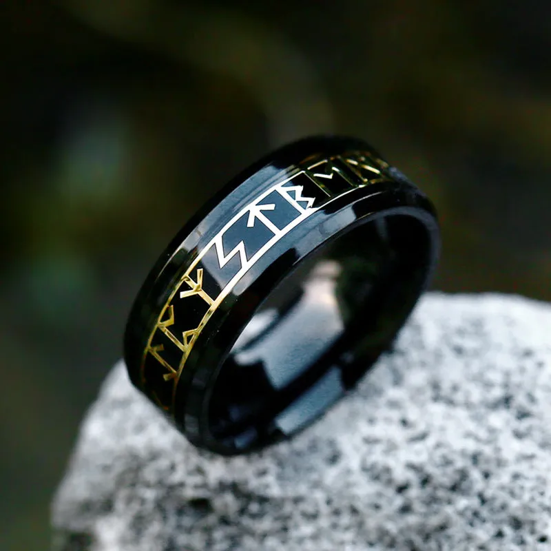 Nordic Viking-Inspired Unisex Stainless Steel Electroplated Fashion Rings - Wholesale from Japan & Korea