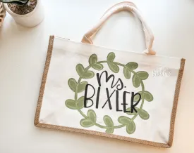 Painted Burlap Tote Bag