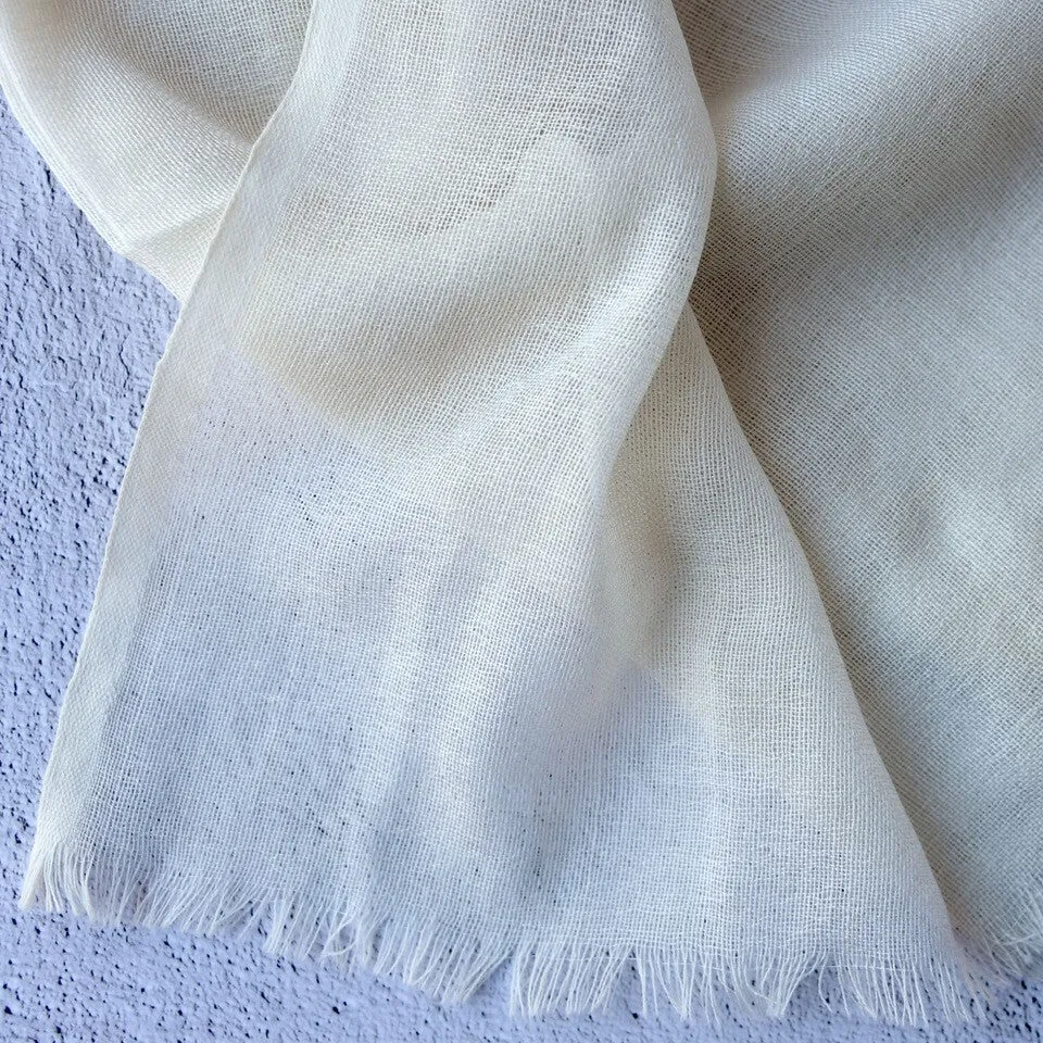 Plain Weave Wool Scarf 70 X 200cm - with eyelash fringe