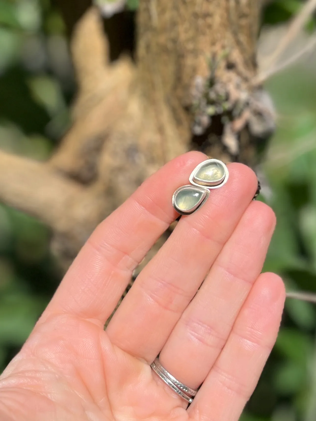 Prehnite Teardrop Studs