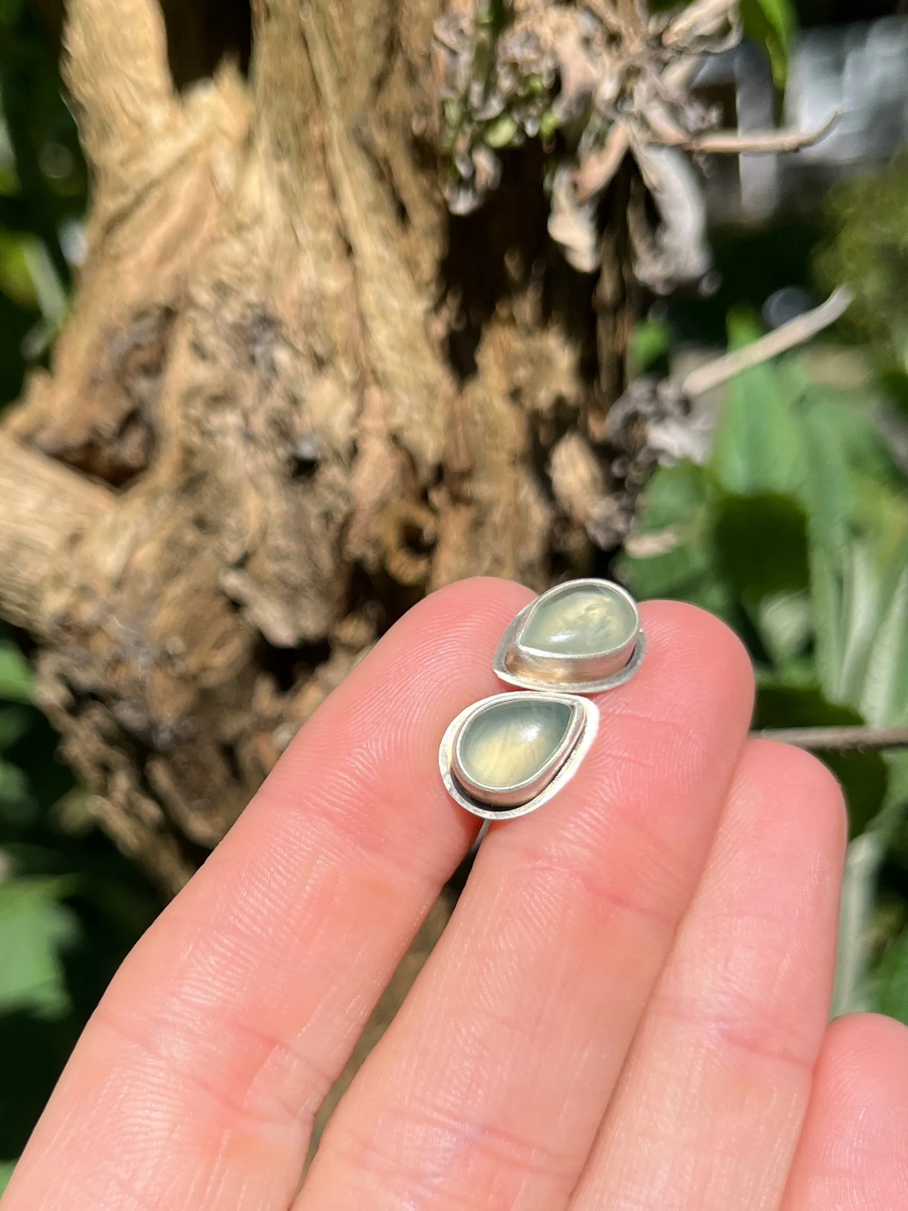 Prehnite Teardrop Studs