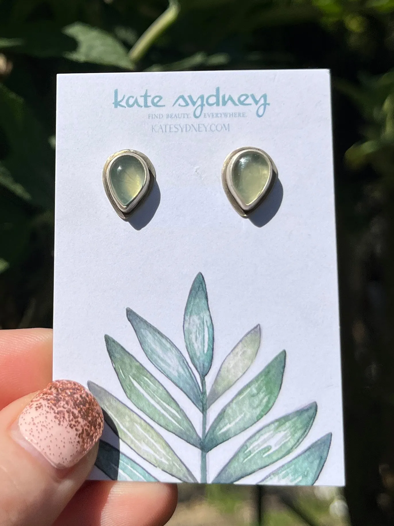 Prehnite Teardrop Studs