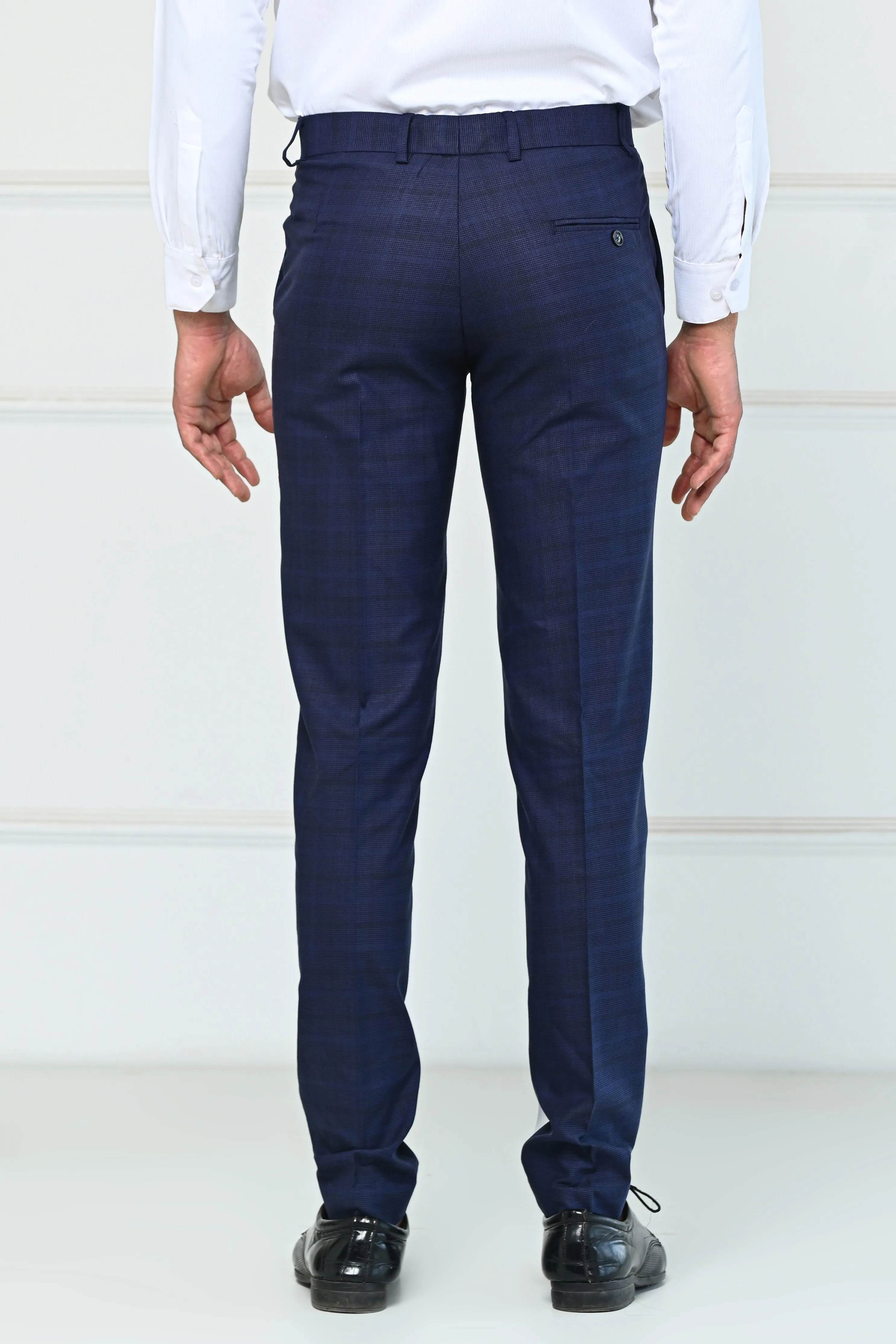 Purple Blue Self Checks Premium Formal Pant