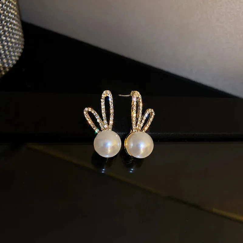 Rabbit ear studs with stones