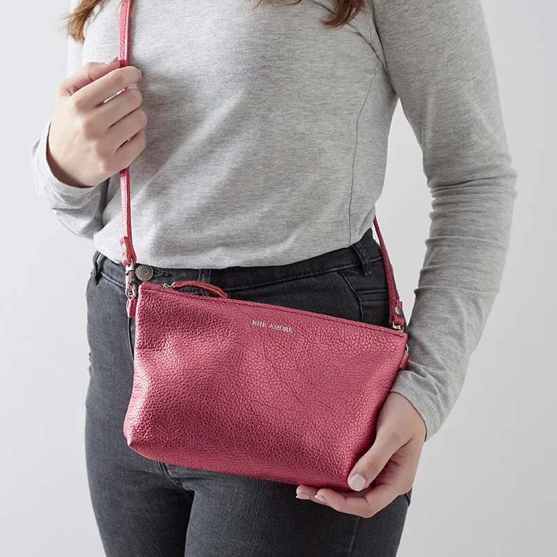 Raspberry Leather Crossbody Bag