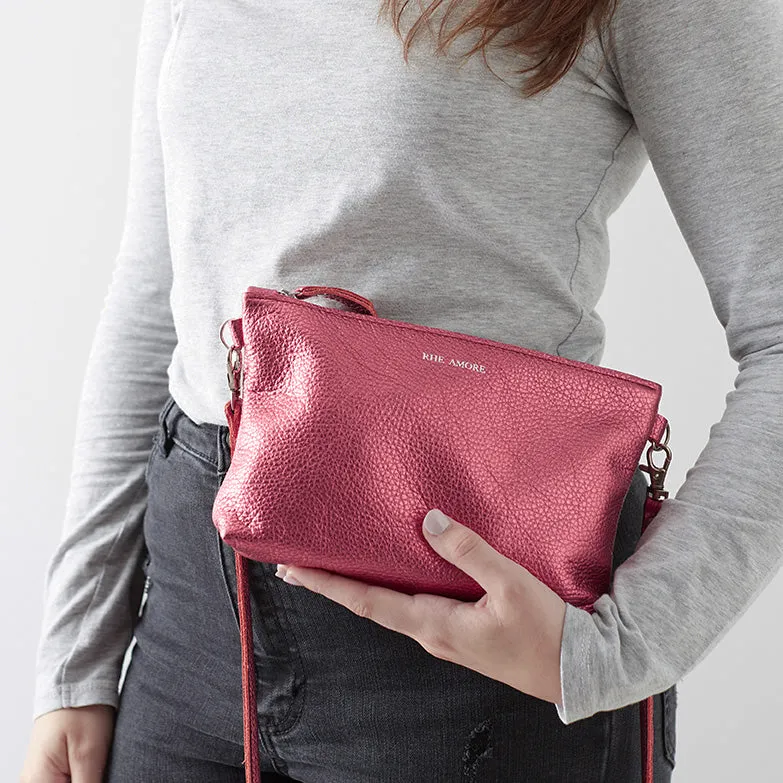 Raspberry Leather Crossbody Bag