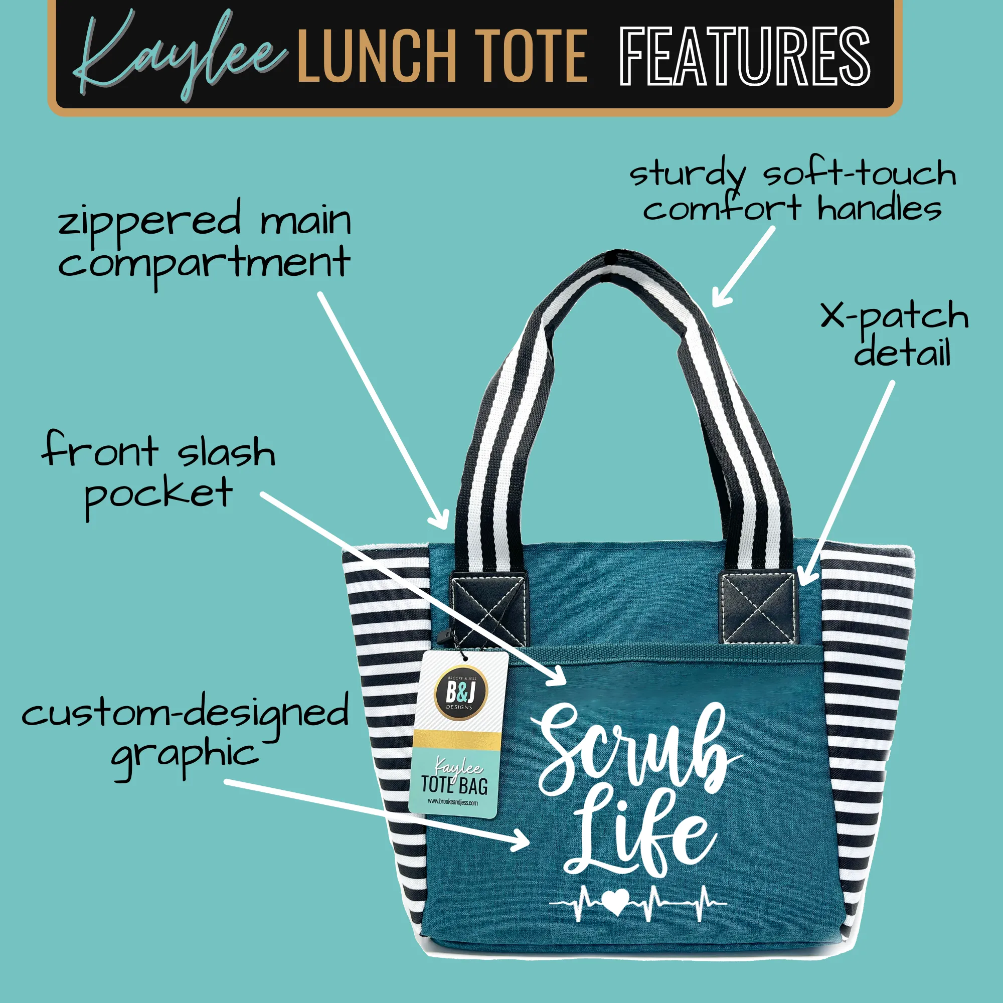 Scrub Life Kaylee Teal Tote Bag for Medical Workers