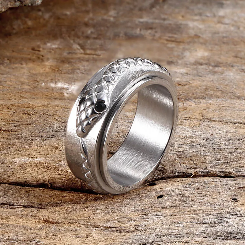 Simple Snake Entwine Stainless Steel Spinner Ring