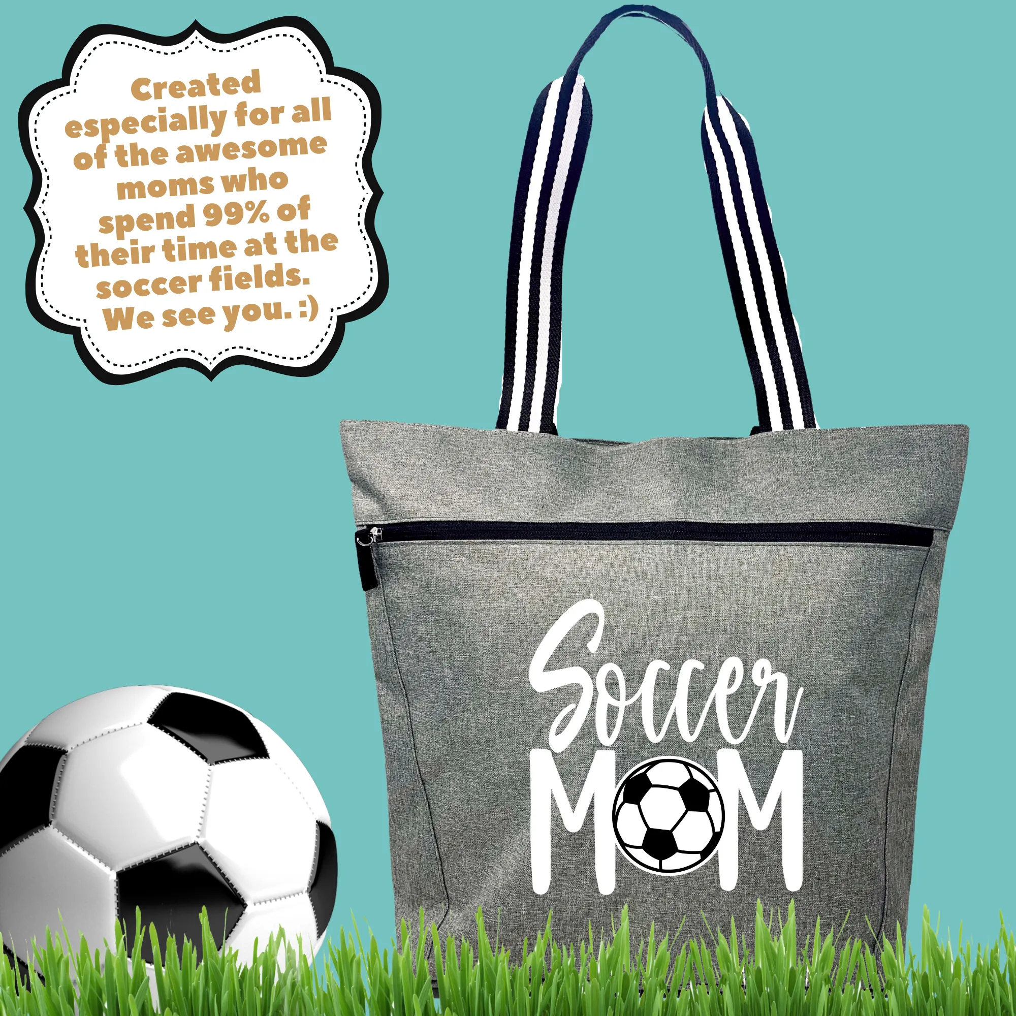 Soccer Mom Lexie Gray Tote Bag for Moms