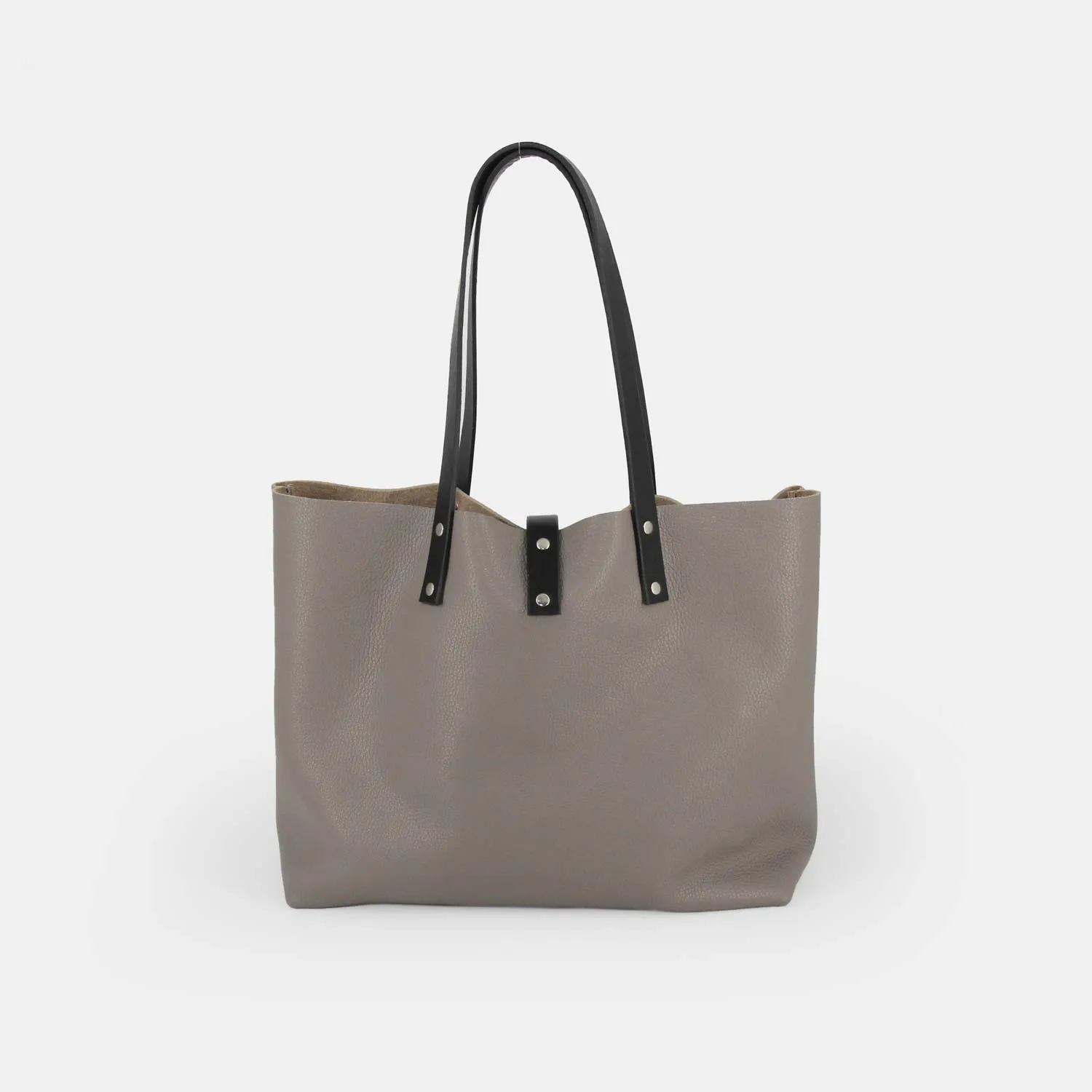 Soft Italian Leather Tote - Grey