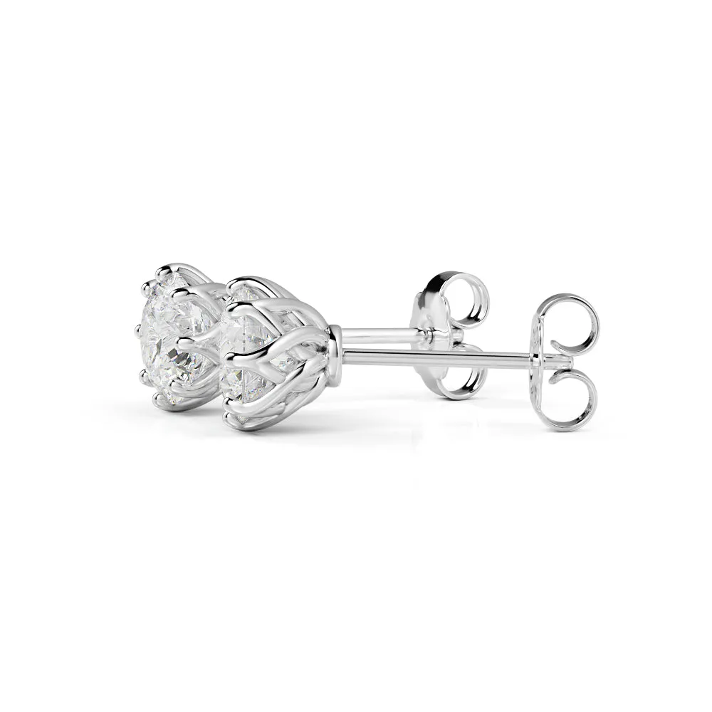 Solar Energy Clasps Earrings 3 Natural Diamonds in White Gold