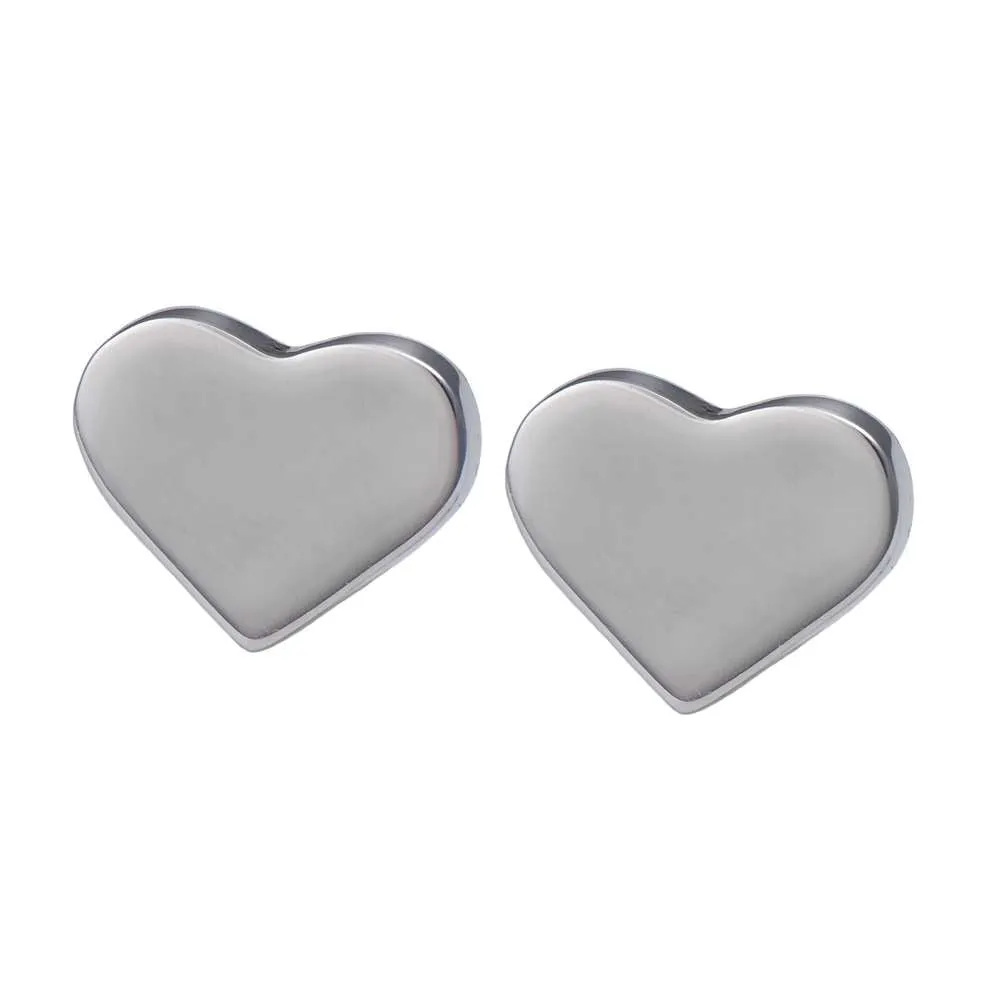 Sterling Silver Flat Heart Studs