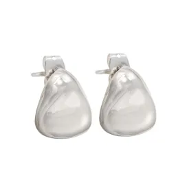 Sterling Silver Triangle Shaped Concave Stud Earrings