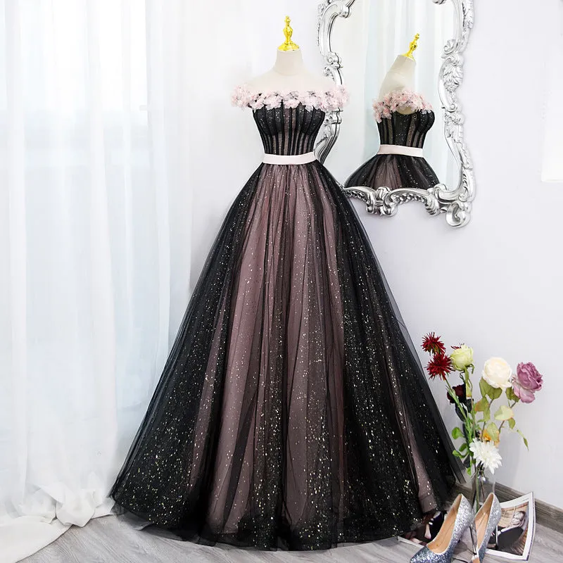 Strapless Shiny Tulle Prom Dress Formal Sweet 16 Party Flower Ball Gown 654