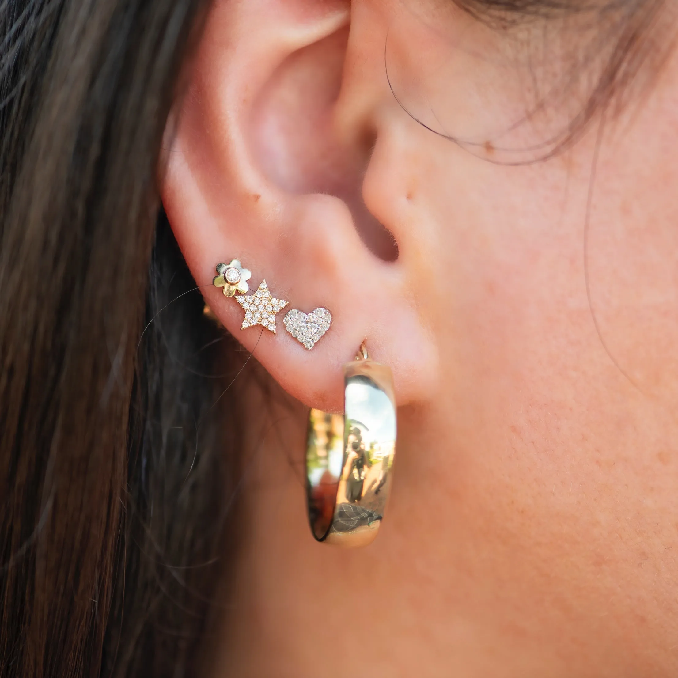 Tiny Diamond Flower Studs