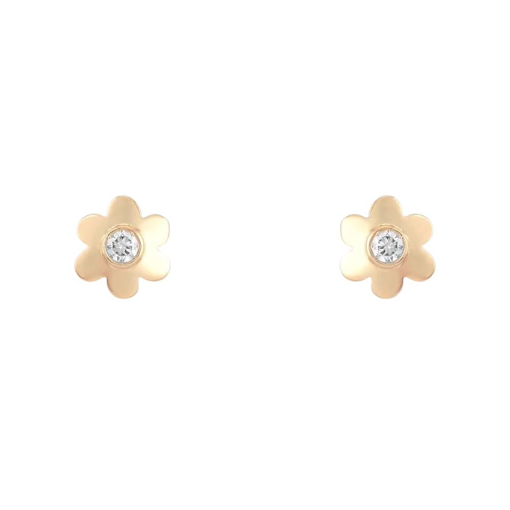 Tiny Diamond Flower Studs