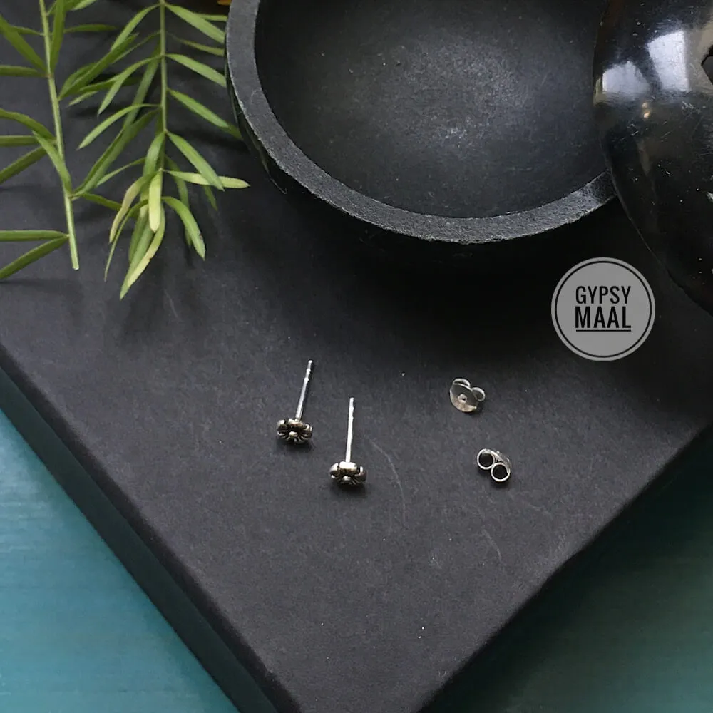 Tiny Silver Flower Ear Studs