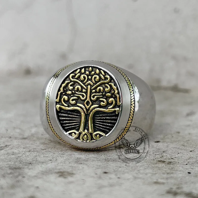 Tree of Life Signet Sterling Silver Viking Ring